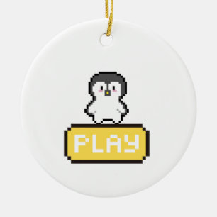 Pixel Pinguïn Spel Gamer Keramisch Ornament