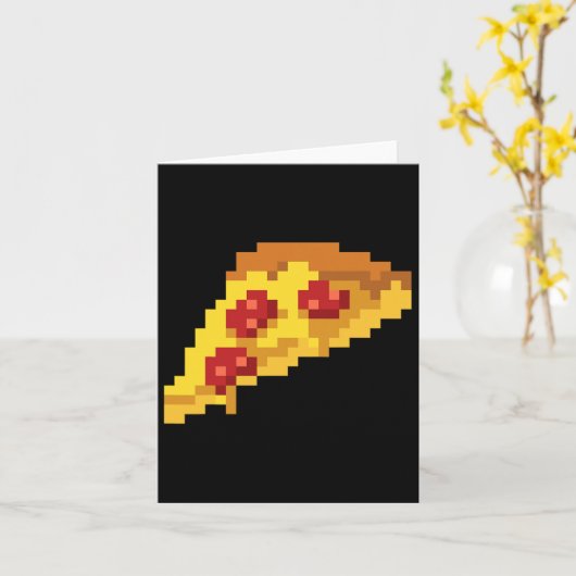 Pixel Pizza 80s Videospel Retro 8-bit Halloween C Kaart (Gele Bloem)