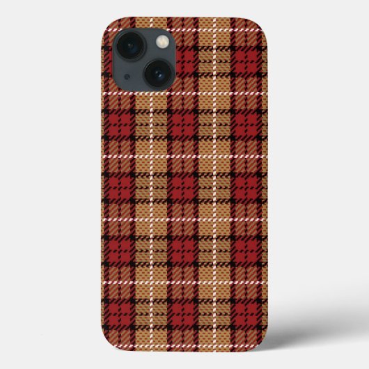 Pixel Plaid in Rood en Goud Case-Mate iPhone Case (Achterkant)