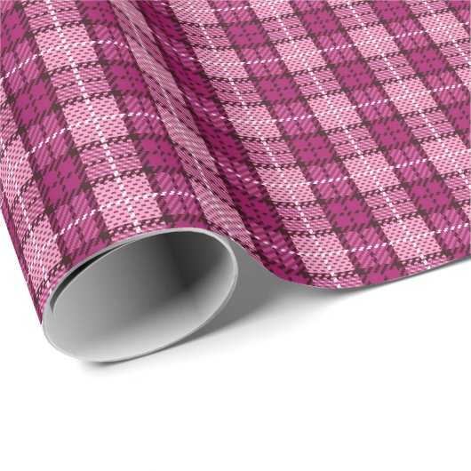 Pixel Plaid_Magenta-Black Cadeaupapier (Rol Hoek)