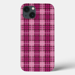Pixel Plaid_Magenta-Black iPhone 13 Hoesje