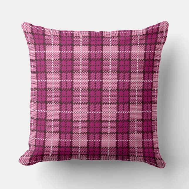 Pixel Plaid_Magenta-Black Kussen (Voorkant)