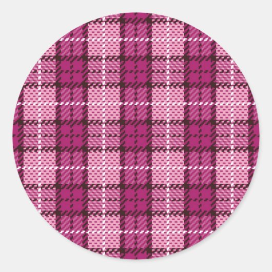 Pixel Plaid_Magenta-Black Ronde Sticker (Voorkant)