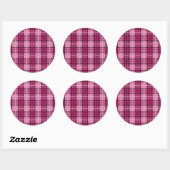 Pixel Plaid_Magenta-Black Ronde Sticker (Vel)