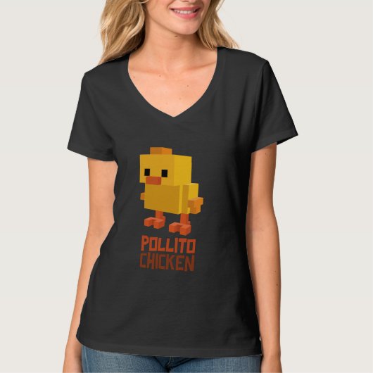 Pixel Pollito Chicken Grappige Retro Video Game St T-shirt (Voorkant)