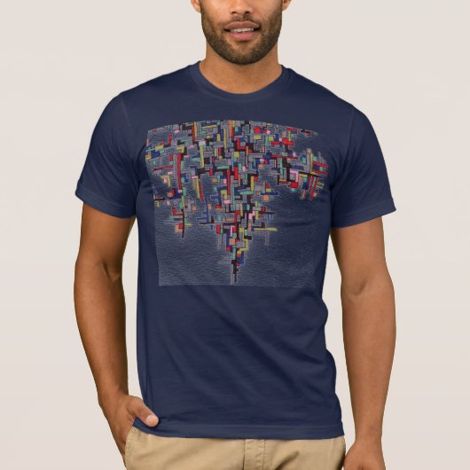 Pixel Pop Abstracte Fractal Designed T-shirt (Voorkant)
