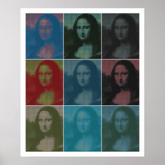 Pixel popart: Da Vinci's Mona Lisa (La Gioconda) Poster (Voorkant)