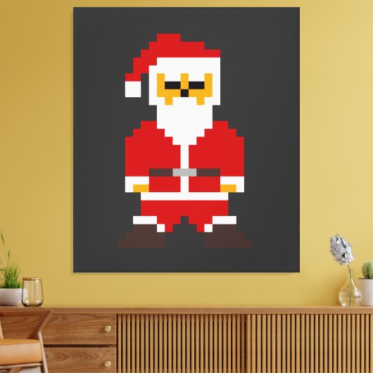 Pixel Pose Kerstman Canvas Afdruk (Insitu (Woonkamer))