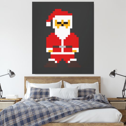 Pixel Pose Kerstman Canvas Afdruk (Insitu (Slaapkamer))