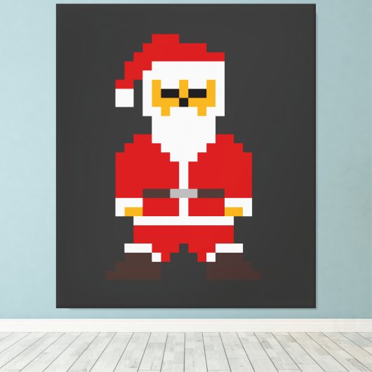 Pixel Pose Kerstman Canvas Afdruk (Insitu (Houten vloer))