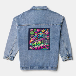 Pixel Power Retro Gaming – 8-bits karakter Denim Jacket