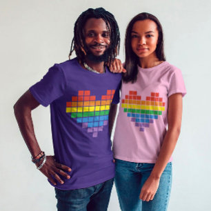 Pixel Pride Heart T-shirt: liefde in pixels T-shirt