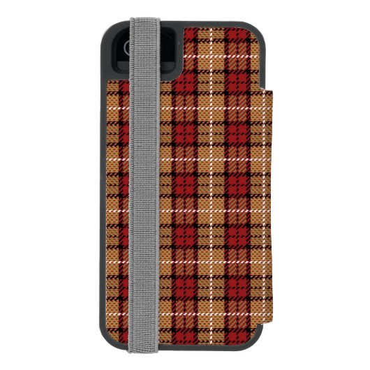 Pixel Pset in Red en Gold Incipio iPhone Portemonnee Hoesje (Agenda Achterkant)