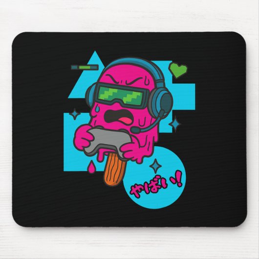 Pixel Rage Gamer Ijslolly Grappig Smeltend Ijs  Muismat (Voorkant)