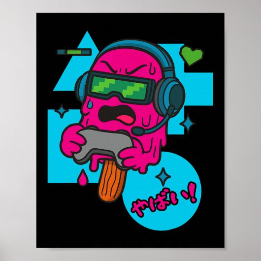 Pixel Rage Gamer Ijslolly Grappig Smeltend Ijs  Poster (Voorkant)