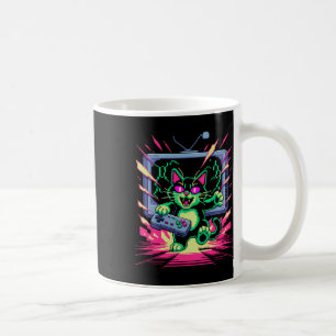 Pixel Rage Kat Retro Gamer Storing In 8-bit Stijl  Koffiemok