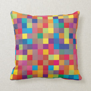 Pixel Rainbow Square Patroon Kussen