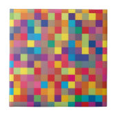 Pixel Rainbow Square Patroon Tegeltje (Voorkant)