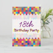 Pixel Rainbow Square Pattern Birthday Kaart (Staand voorkant)