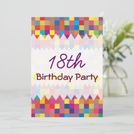 Pixel Rainbow Square Pattern Birthday Kaart (Staand voorkant)