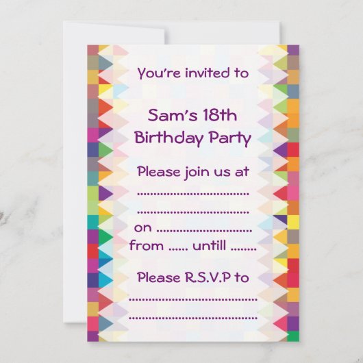 Pixel Rainbow Square Pattern Birthday Kaart (Achterkant)