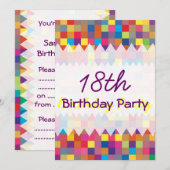 Pixel Rainbow Square Pattern Birthday Kaart (Voorkant / Achterkant)