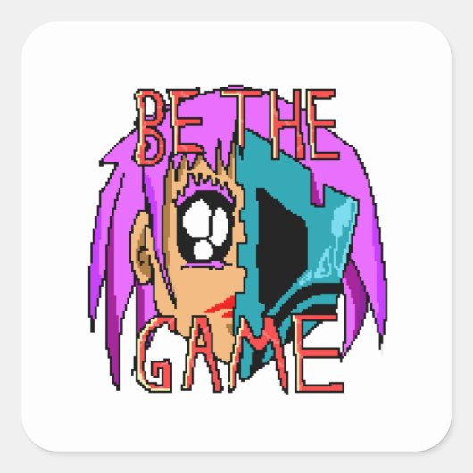 Pixel Rebel Zoe - 8-Bit Karakter Kunst Vierkante Sticker (Voorkant)