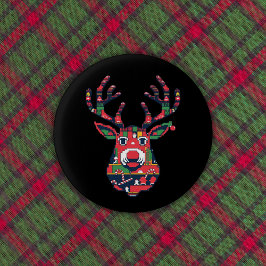 Pixel Reindeer Retro Ugly Sweater Button