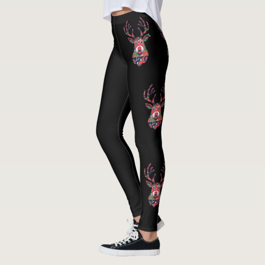 Pixel Reindeer Ugly Sweater Christmas Leggings (Links)