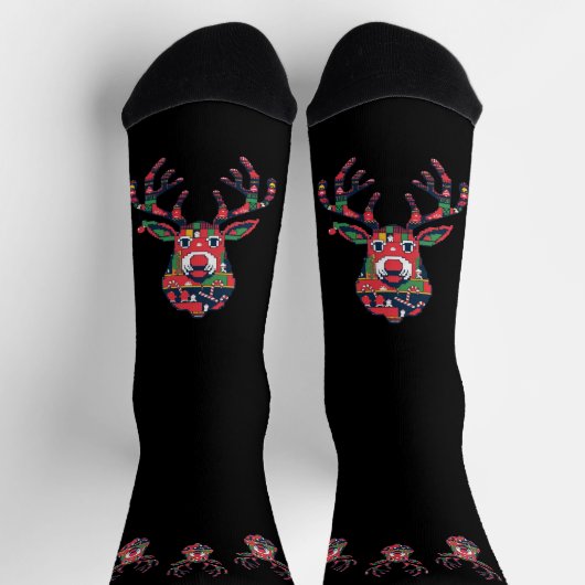 Pixel Reindeer Ugly Sweater Christmas Socks Sokken (Top)