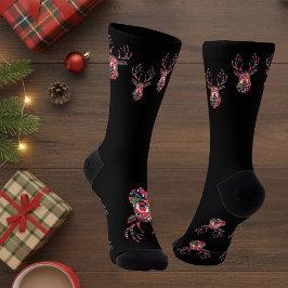Pixel Reindeer Ugly Sweater Christmas Socks Sokken