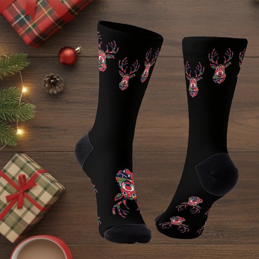 Pixel Reindeer Ugly Sweater Christmas Socks Sokken