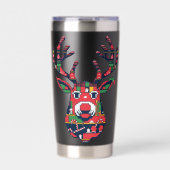Pixel Reindeer Ugly Sweater Christmas Tumbler Geïsoleerde Drinkbeker (Voorkant)