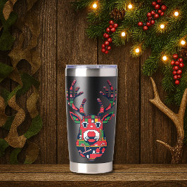 Pixel Reindeer Ugly Sweater Christmas Tumbler Geïsoleerde Drinkbeker