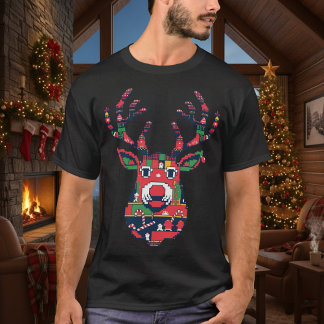 Pixel Rendier Lelijke Trui Kerst T-shirt
