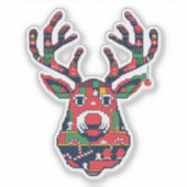 Pixel Rendier Retro Lelijke Kersttrui Sticker (Voorkant)