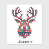 Pixel Rendier Retro Lelijke Kersttrui Sticker (Vel)