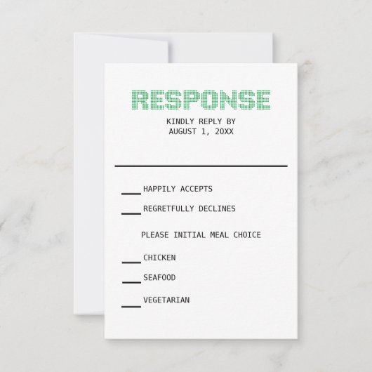 Pixel 'Response' Wedding RSVP Kaart (Voorkant)