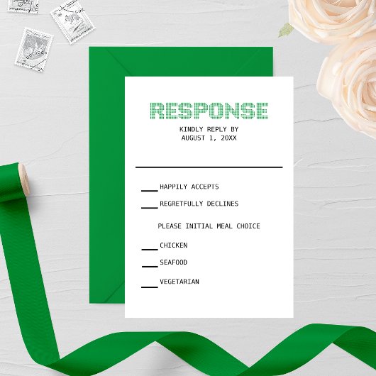 Pixel 'Response' Wedding RSVP Kaart