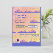 Pixel, Retro, Schattige Afstuderen / Activiteit Bedankkaart (Staand voorkant)