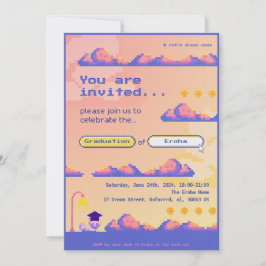 Pixel, Retro, Schattige Afstuderen / Activiteit Bedankkaart