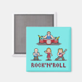 Pixel Rock'n'Roll Band Magnet (Voorkant / Achterkant)