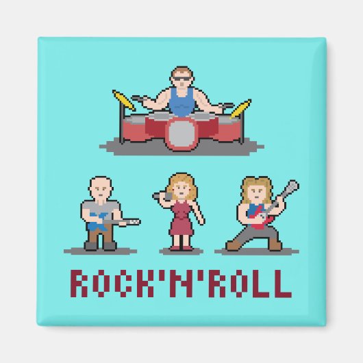 Pixel Rock'n'Roll Band Magnet (Voorkant)