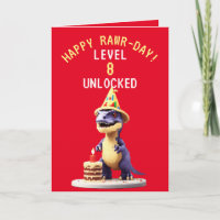 Pixel Rood en Geel Gaming Trex Verjaardag