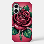 Pixel Roos – Retro Bloemkunst Case-Mate iPhone Case (Achterkant)