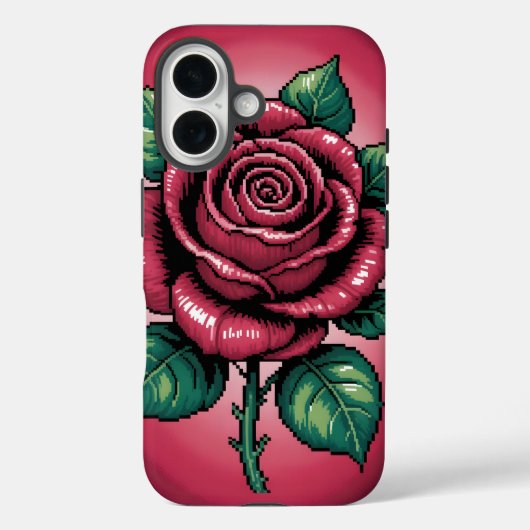 Pixel Roos – Retro Bloemkunst Case-Mate iPhone Case (Achterkant)