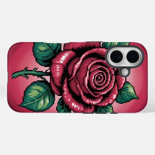 Pixel Roos – Retro Bloemkunst Case-Mate iPhone Case (Achterkant (horizontaal))