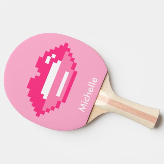 Pixel roze lippen tafeltennis ping pong paddle tafeltennisbatje (Zijkant)