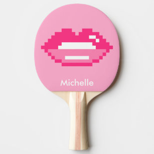 Pixel roze lippen tafeltennis ping pong paddle tafeltennisbatje