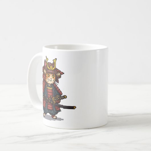 Pixel Samurai Cat Koffiemok (Voorkant links)